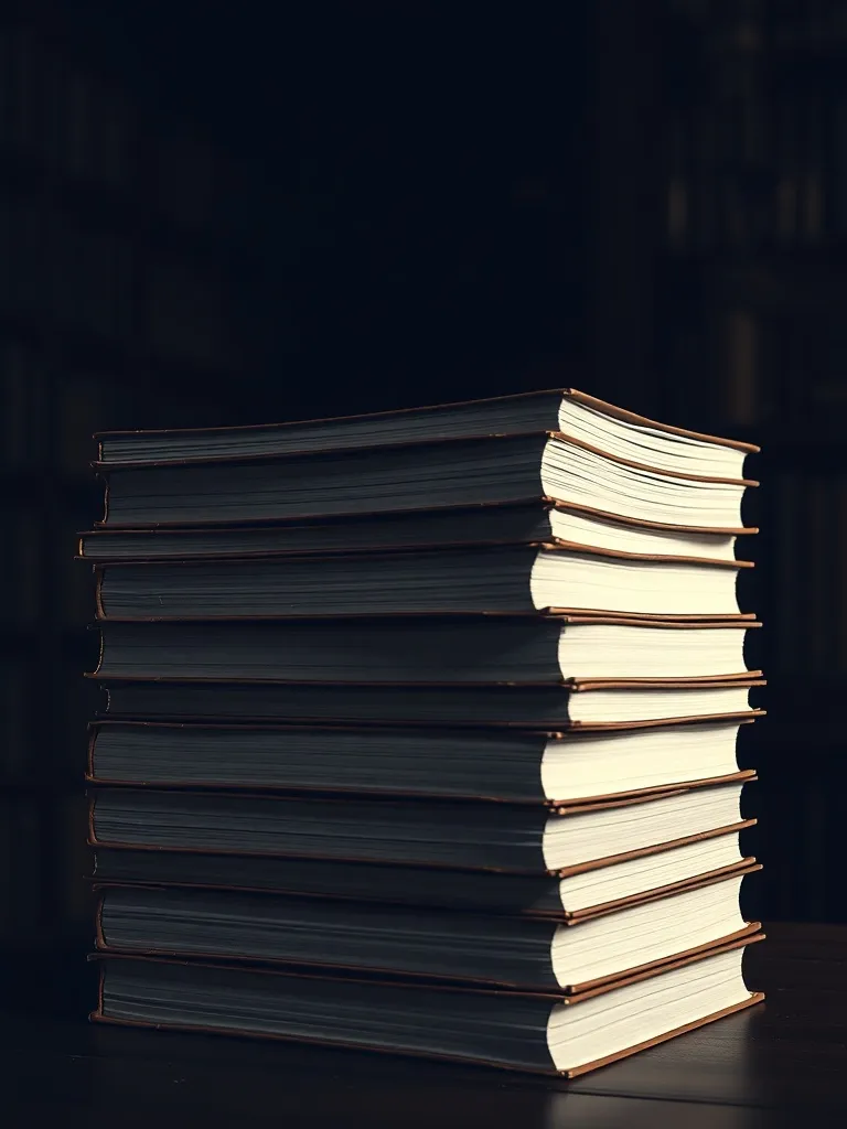 A high-resolution, dark minimalist photograph of a stack of
