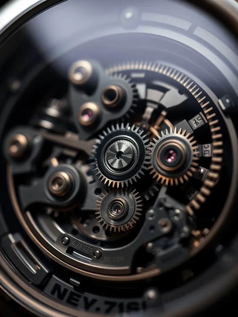 Macro photography of a mechanical watch movement, gears, pre