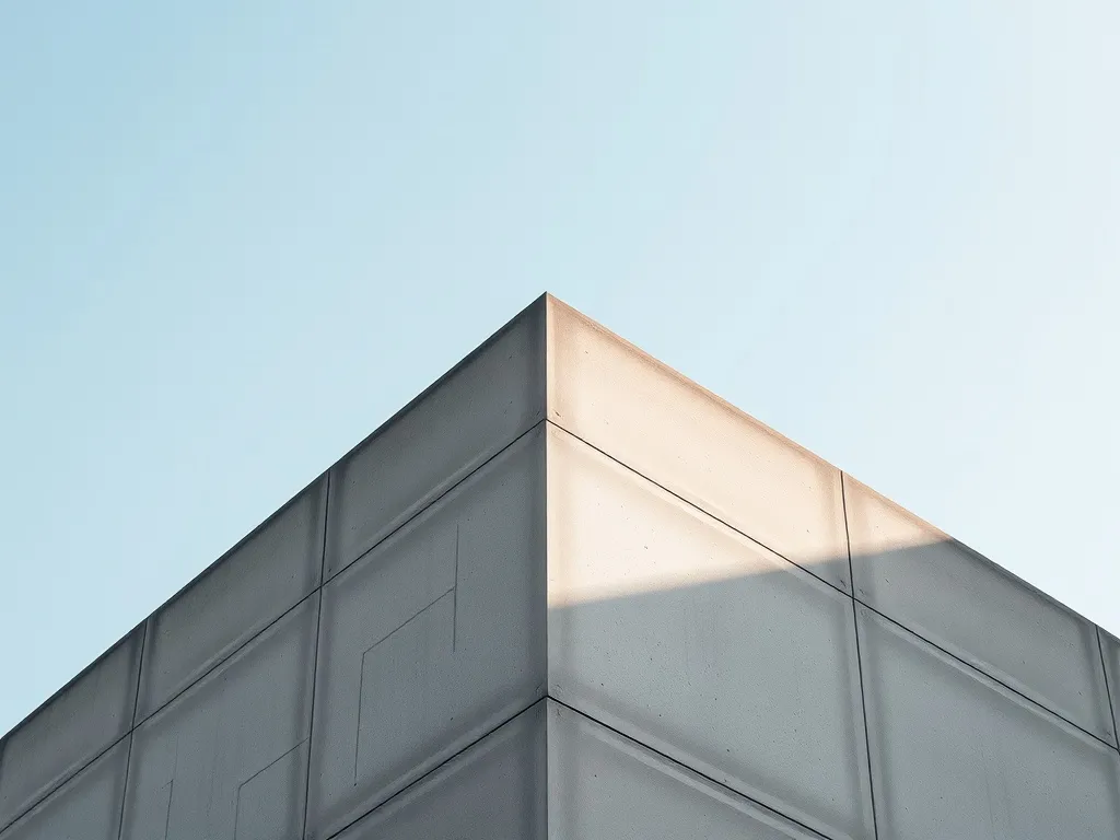 A minimalist architectural detail of a concrete building wit