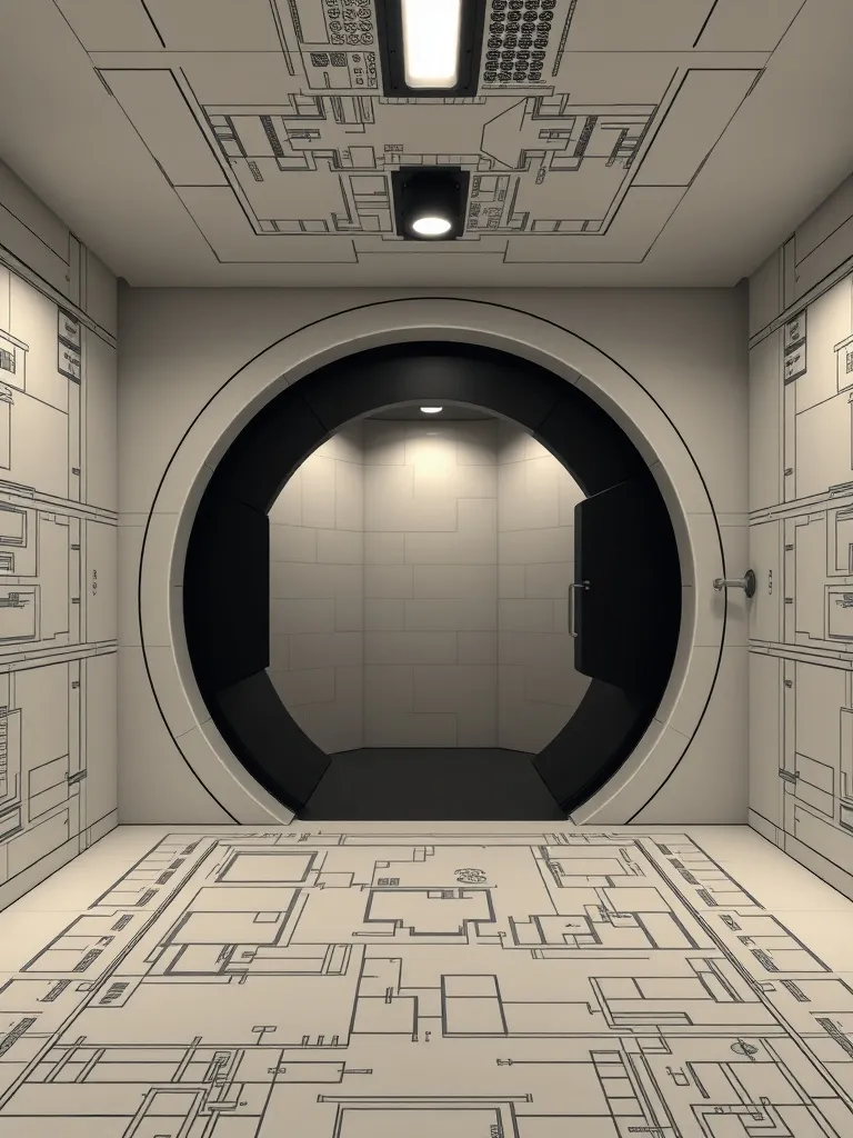 A technical architectural blueprint of a modern minimalist v