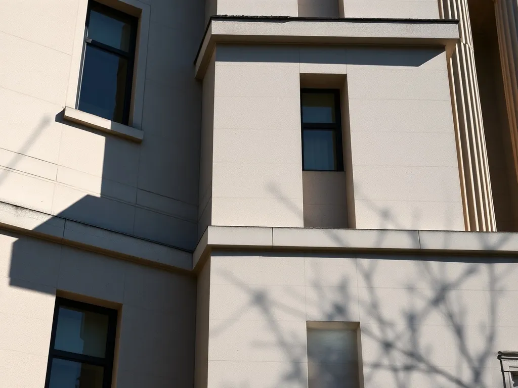A minimalist architectural detail of a government building w