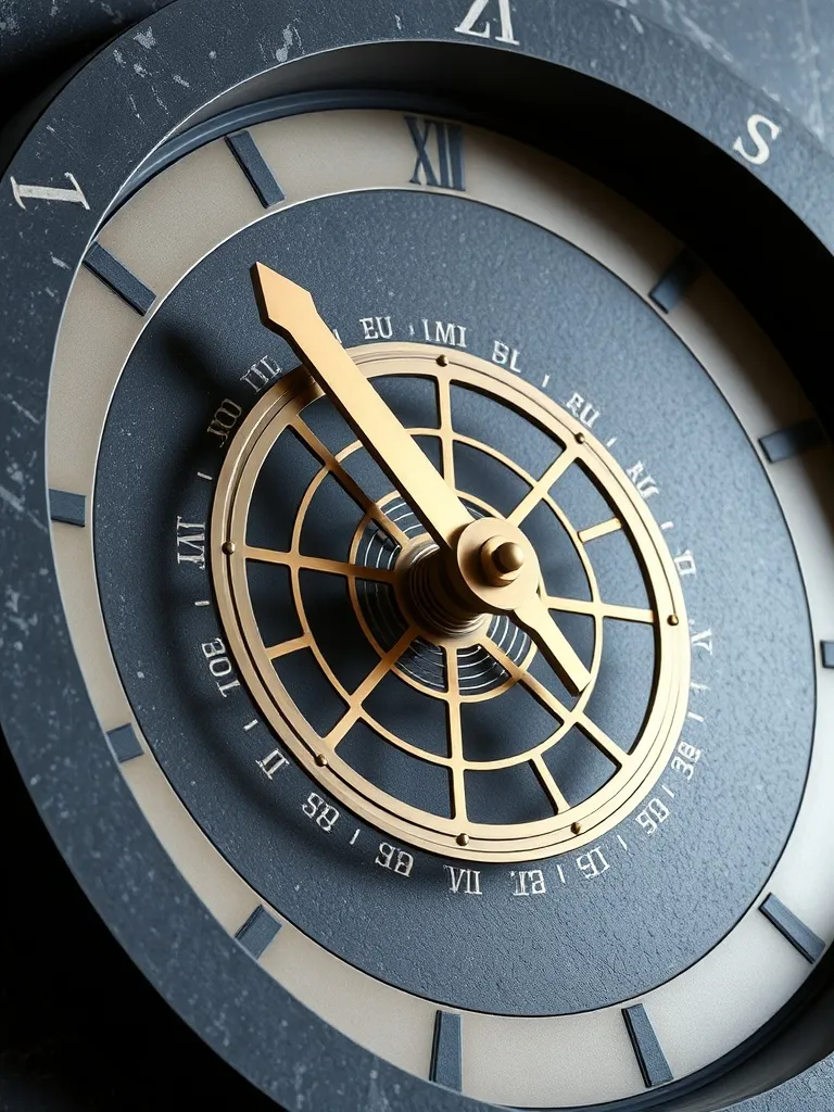 A minimalist architectural detail of a sundial or a modern c